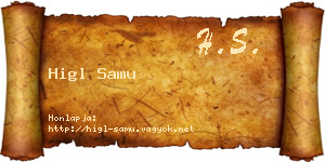 Higl Samu névjegykártya